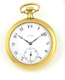 ZENITH Yellow gold (18K) gusset watch, enamelled...