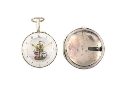 null JOHN THOMAS ST JUST In London, pocket watch with cockerel movement. Silver case...