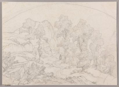 null "ÉDOUARD BERTIN (1797-1871) View of Olevano Romano, Italy With the stamp ""EDOUARD...