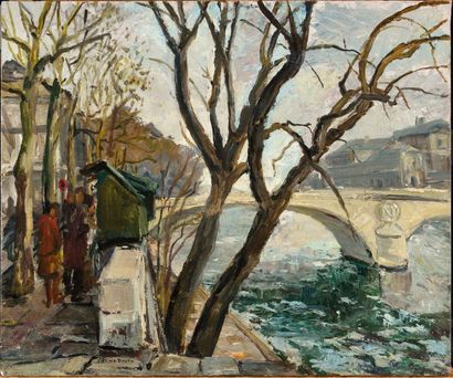 null "RÉGINE DAVID (1910-?) Paris, le pont du Change au quai de La Mégisserie Signé...