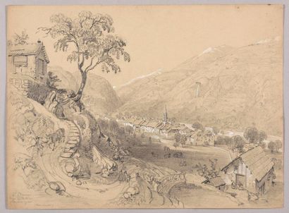 null "FÉLIX BENOIST (1818-1896) Vue de Saint-Etienne-de-Tinée, Alpes-Maritimes Situé...