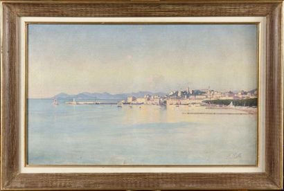 FÉLIX PILLE (1848-1919) Vue du Suquet à Cannes...