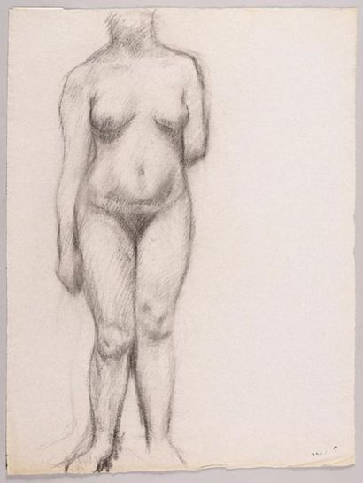 null "THÉOPHILE ALEXANDRE STEINLEN (1859-1923) Femme nue debout, de face Avec le...