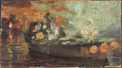 null "LOUIS ADOLPHE TESSIER (1858-1915) Bal nocture, gondole au soir, effet de vapeur...