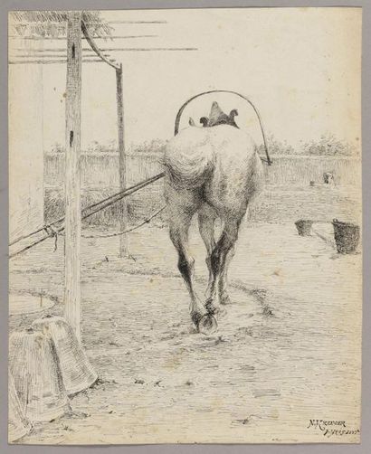 NILS KREUGER (1858-1930) Work horse signed,...