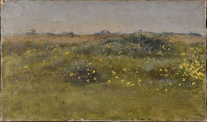 NOËL BOUDY (1864-1902) Flower fields in Saint-Laurent-sur-Mer,...