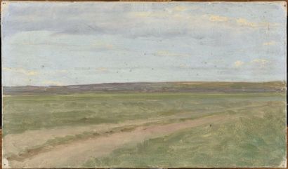 null FRANÇOIS FORICHON (1865-1952) Paysage au champ Huile sur toile 24 x 41 cm Provenance:...