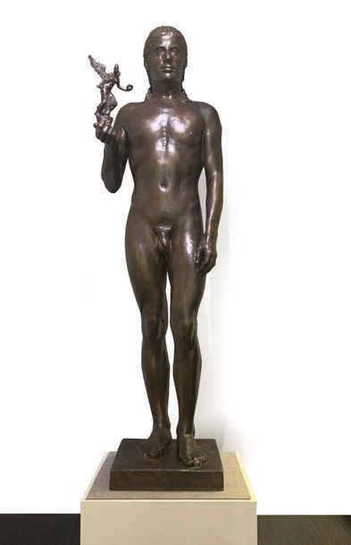 null "RAYMOND MARTIN (1910-1992) L'Homme au trophée, 1974 Bronze à patine brun richement...