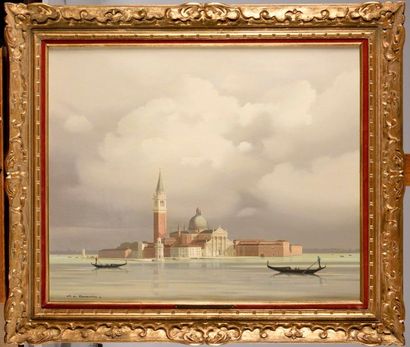 null PIERRE DE CLAUSADE (1910-1976) Venise, San Giorgio Maggiore Huile sur toile...