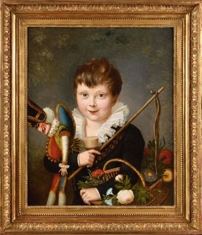null Pierre Charles CIOR (1769-1840) Jeune garçon à l’arlequin et à la corbeille...