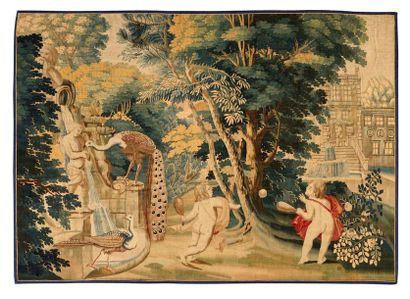null Fine Panel of cut tapestry from the Royal Mortlake Factory (England) late 17th...