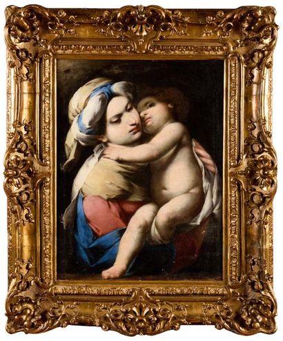 null Giovanni Battista SPINELLI (1613-1658) Virgin and Child Canvas Frame: In carved...