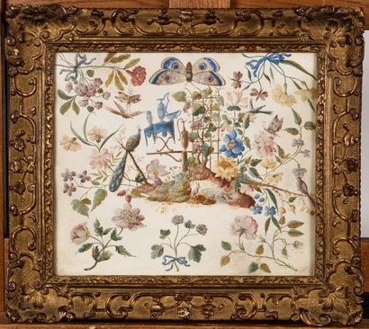 null 18th century French school Flowers and animals decorations Gouache on vellum...