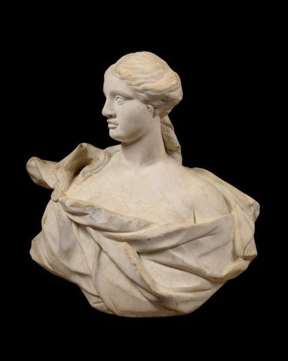 null French school of the first half of the XVIIIth century Bust of woman White marble...
