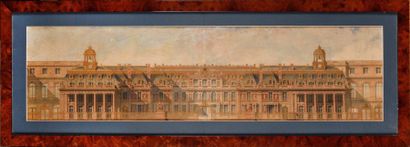 null Ecole française du XIXème siècle Vue de Versailles Aquarelle et gouache dorée...