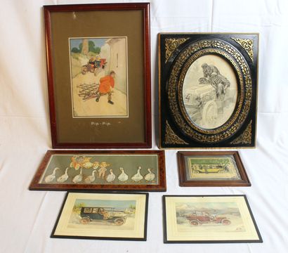 null Goose Keeper and Automobile

-Lithograph, signed V. Spah...bottom right. 16x36...