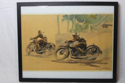 null Géo Ham (Georges Hamel, 1900-1972) 

Motocyclistes en virage

Lithographie représentant...