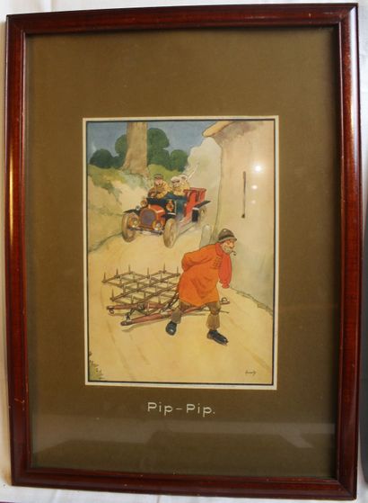 null Goose Keeper and Automobile

-Lithograph, signed V. Spah...bottom right. 16x36...