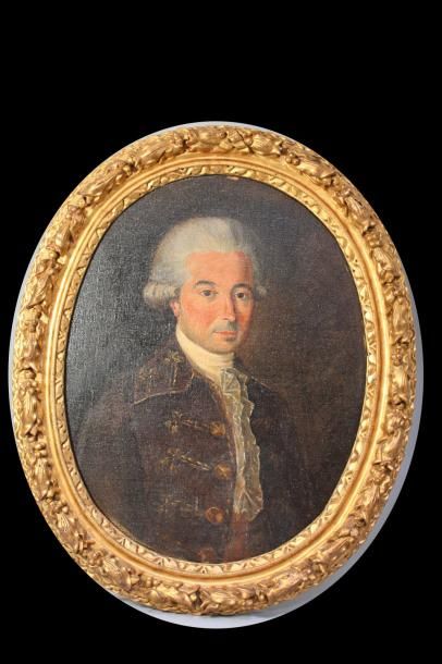 Ecole FRANCAISE XIXe Portrait de gentilhomme dans le goût du XVIIIe. Huile sur toile...