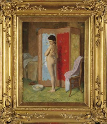 Eugène DECISY (Metz 1866 - ? après 1936) Jeune femme à sa toilette Sur sa toile d'origine...
