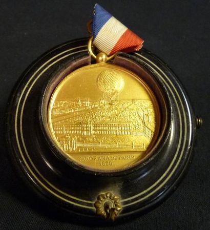 null Médaille, ascension du ballon captif à vapeur. Paris. 1878. Face: PANORAMA DE...