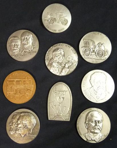 null Lot de 9 médailles Monnaie de Paris représentant les constructeurs Marcel et...