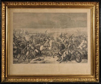 null THE BATTLE OF MOSKOVA THE BATTLE OF EYLAU. Pair of black and white engravings....