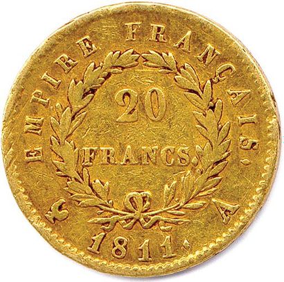 null 
NAPOLEON I 1804-1814 
20 Francs or (head laurel) 1811 Paris. 
T.B.