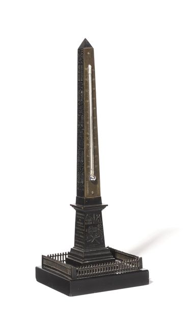 THE OBELISK OF LOUXOR Bronze thermometer...