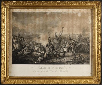 null THE BATTLE OF MOSKOVA THE BATTLE OF EYLAU. Pair of black and white engravings....