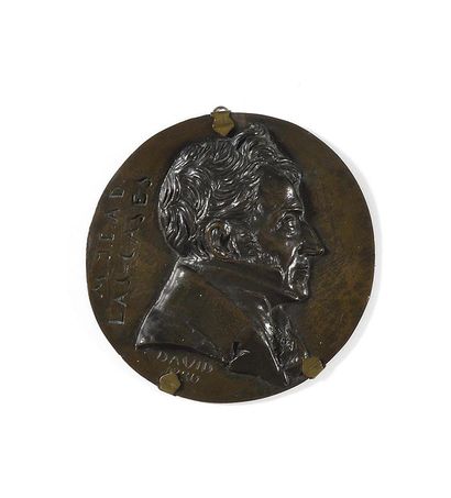 null DAVID D'ANGERS The Count Emmanuel de Las Cases (1763-1842) in profile. Round...