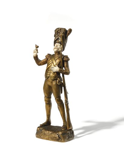 null GEORGES OMERTH (ACTIF DE 1895 A 1925) « Le joyeux grenadier » en pied. Bronze...
