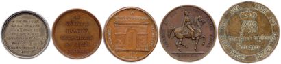 null LOT OF 5 COPPER MEDALS : Silver medal 1833. "To the glory of France the Statue...