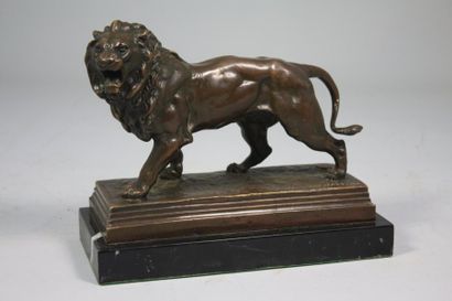 Charles VALTON (1851-1918) Lion rugissant Bronze à patine brune Signé sur la terrasse...