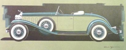Paul Bracq Cadillac V12 roadster 1930, affiche par les ateliers Graphiques de Neuilly,...