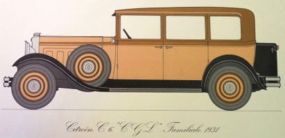 null Affiche représentant une Citroën C 6 Familiale de 1931, éditée par le service...