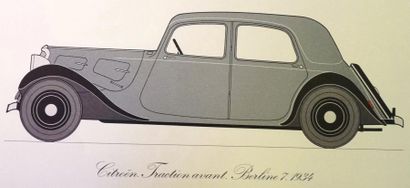 null Affiche représentant une Citroën "Traction Avant" de 1934, éditée par le service...