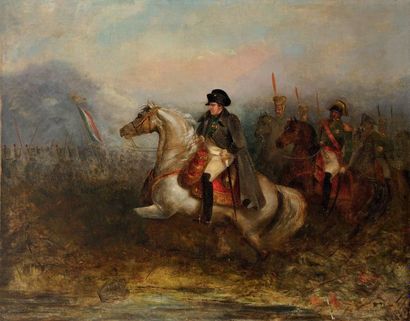 Ecole française du XIXe siècle (d'après Raffet) « Napoléon 1er sur un champ de bataille...