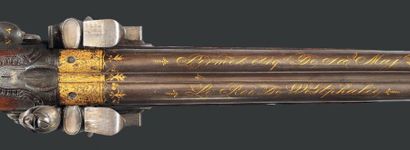 null Important et beau fusil de chasse double à silex du roi Jérôme (1784-1860)....