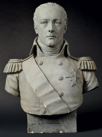DESEINE Louis Pierre (1749-1822) « Le Duc d'Enghien » Buste en platre patiné gris...