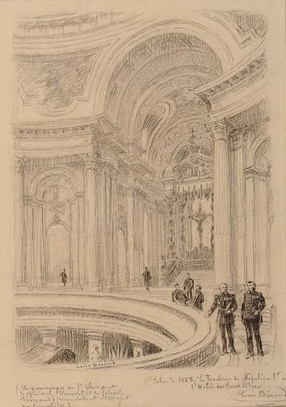BIROND Louis (1852-1930) « Le tombeau de Napoléon Ier à l'hotel des Invalides. Salon...