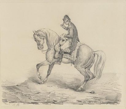 BASTIE de BEZ Emile (né en 1819) « L'Empereur Napoléon Ier à cheval, observant ses...
