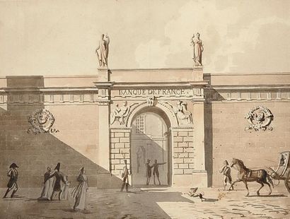 BALTARD Louis Pierre (1764-1846) « Vue de l'entrée de la Banque de France sous l'Empire....