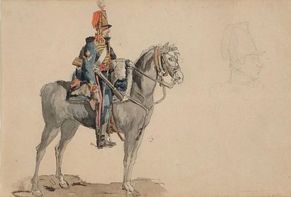 NORBLIN de la GOURDAINE Jean Pierre (1745-1830) « Etude pour un hussard à cheval....