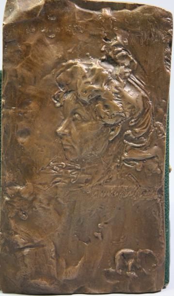 Alexandre Louis M. CHARPENTIER (1856-1909) Portrait de femme Plaque en bronze Signé...