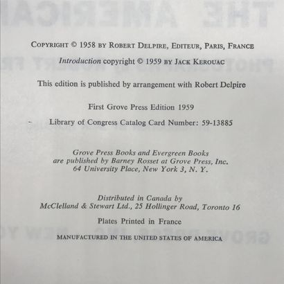 Robert Franck ROBERT FRANCK 

The Americans 

Grove Press

1959

Reliure en toile...