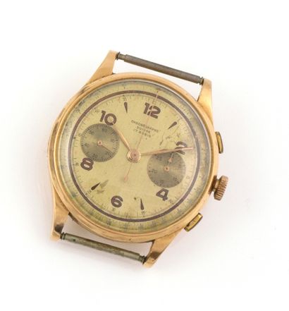  SWISS CHRONOGRAPH Watch in 18K rose gold. The dial is not signed, the movement is...