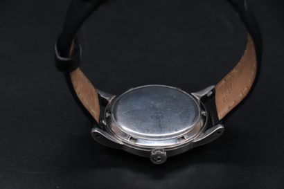 null OMEGA (automatic ref. 2576-4), circa 1954 Steel sports watch with screw-down...