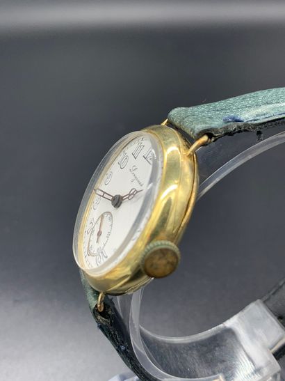 null LONGINES WWI 14k yellow gold. Ref: 4580130 Hairy watch circa 1920. Railroad...
