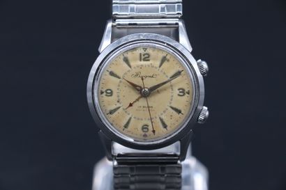 null BREGUEL RING WATCH Circa 1960. Rare wristwatch with alarm function. Round solid...